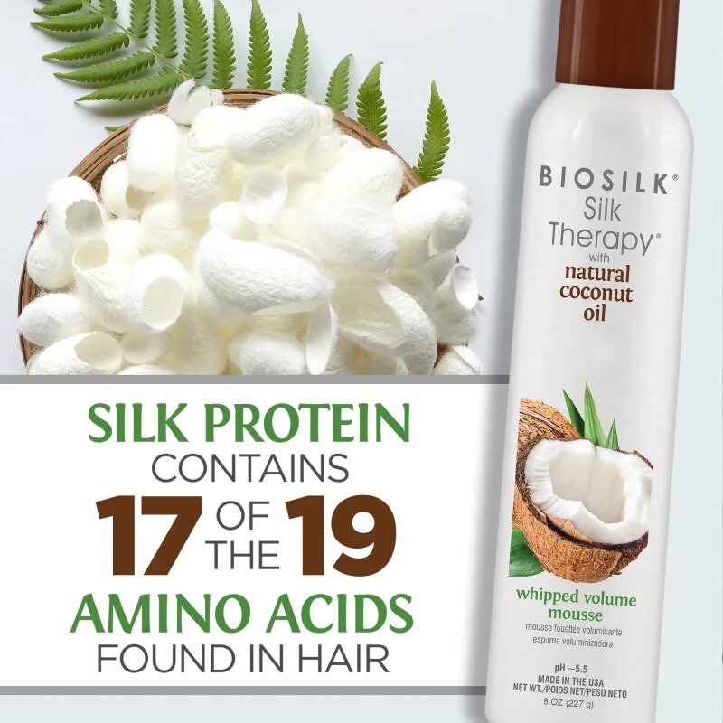 CHI BioSilk Silk Therapy with Coconut Oil Whipped Volume Mousse pena za volumen za lase s kokosovim oljem 227 g
