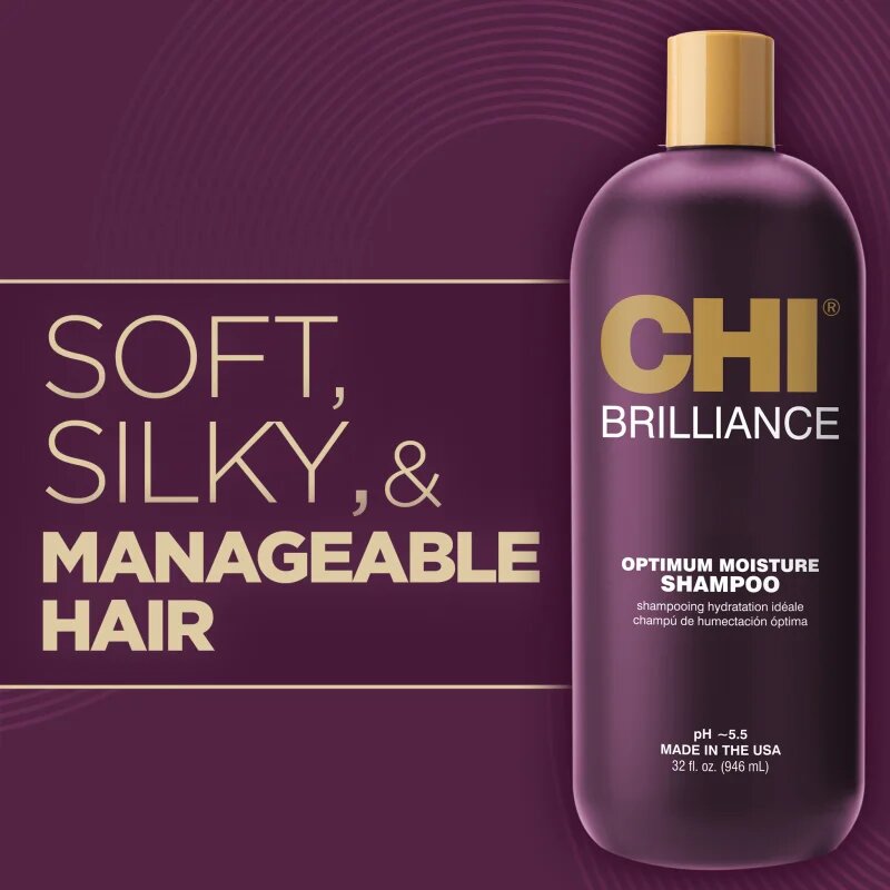 CHI Brilliance Optimum Moisture Shampoo vlažilni šampon za sijaj in mehkobo las 946 ml