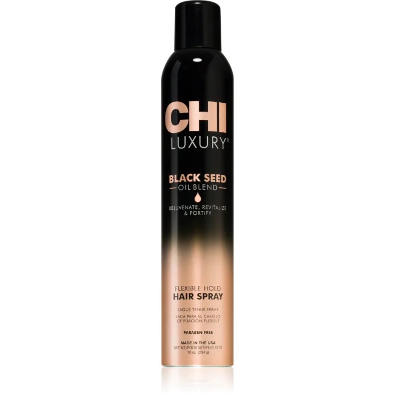 CHI Luxury Black Seed Oil Flexible Hold Hairspray lak za lase za fleksibilno učvrstitev 284 ml