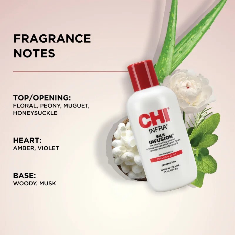 CHI Silk Infusion Botanical Bliss krepilni in regeneracijski serum za lase s svilo 177 ml