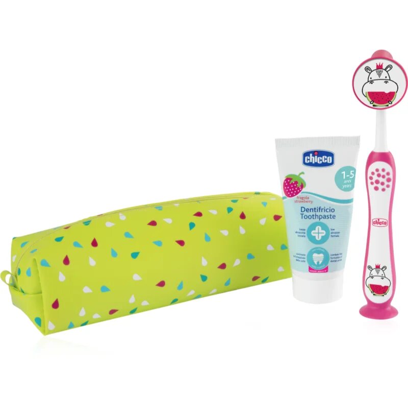 Chicco Always Smiling Set 3y+ set zobne nege z etuijem Hippo