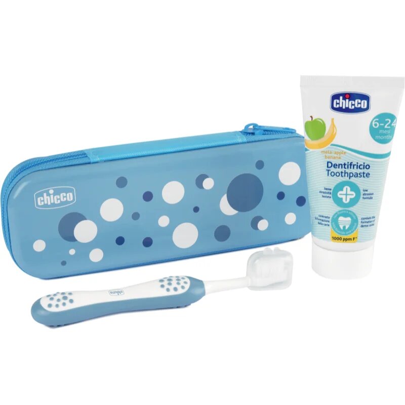 Chicco Always Smiling Set 6m+ set zobne nege z etuijem Light Blue 1 kos