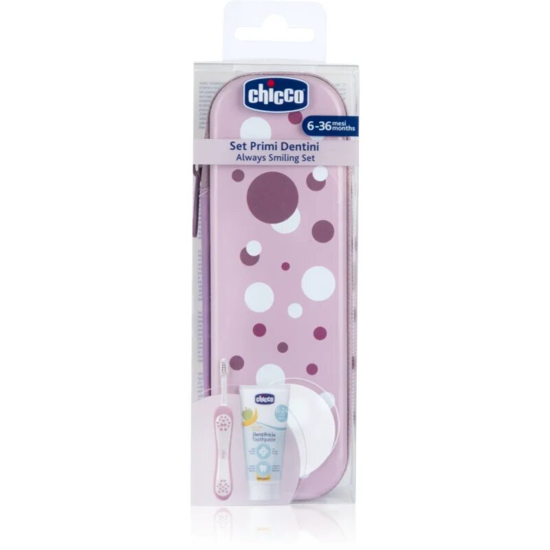 Chicco Always Smiling Set 6m+ set zobne nege z etuijem Lilac