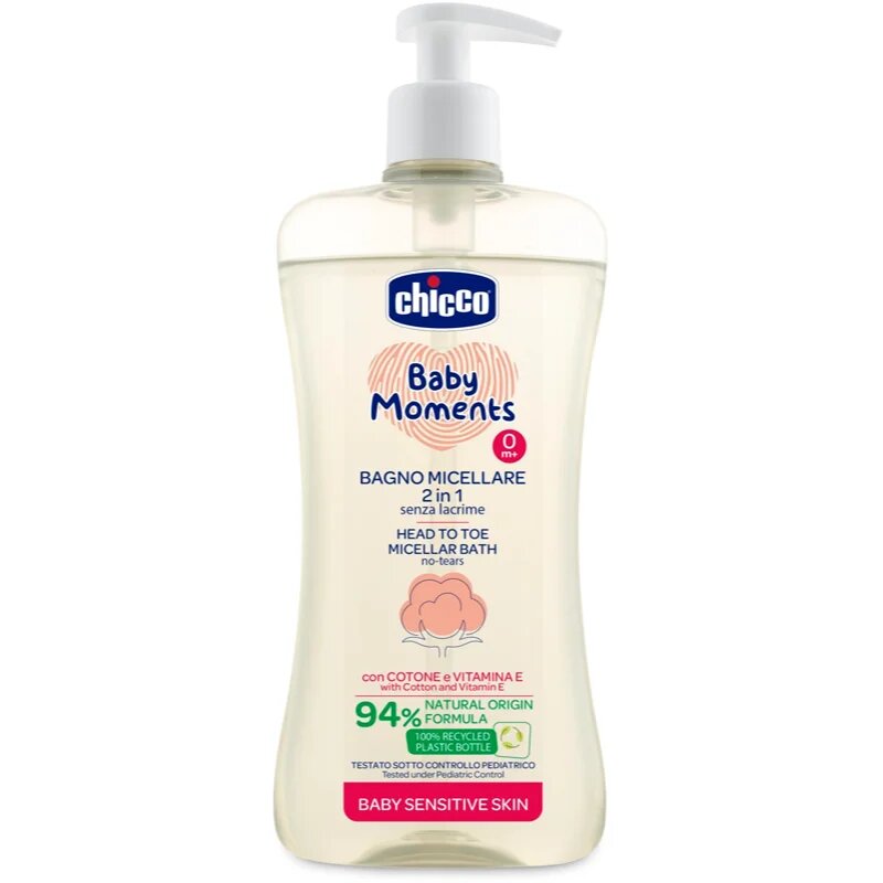 Chicco Baby Moments Sensitive micelarni šampon za telo in lase 500 ml