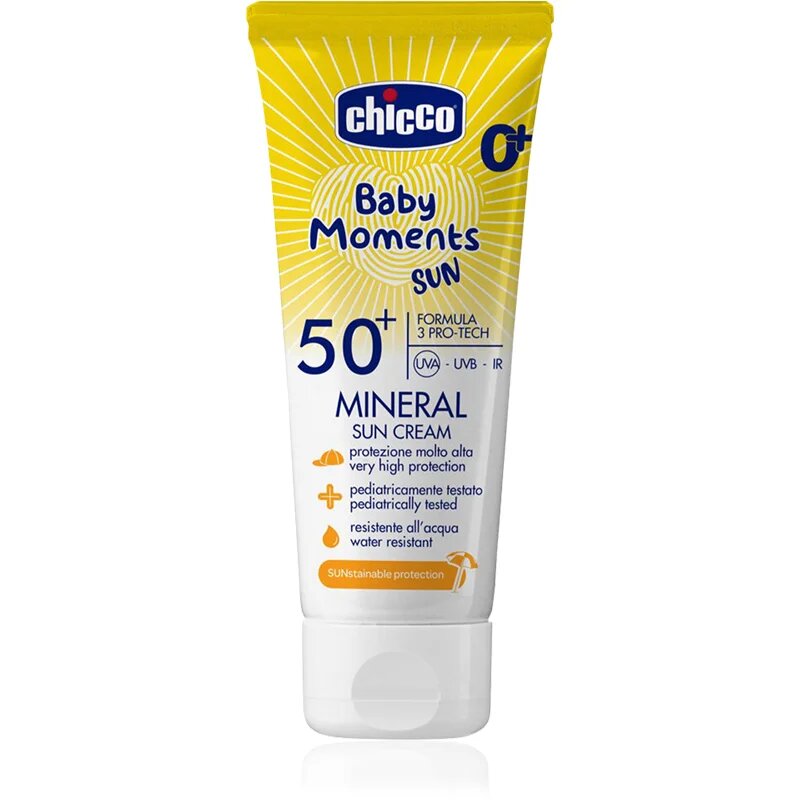 Chicco Baby Moments Sun Mineral krema za sončenje za otroke SPF 50+ 0 m+ 75 ml