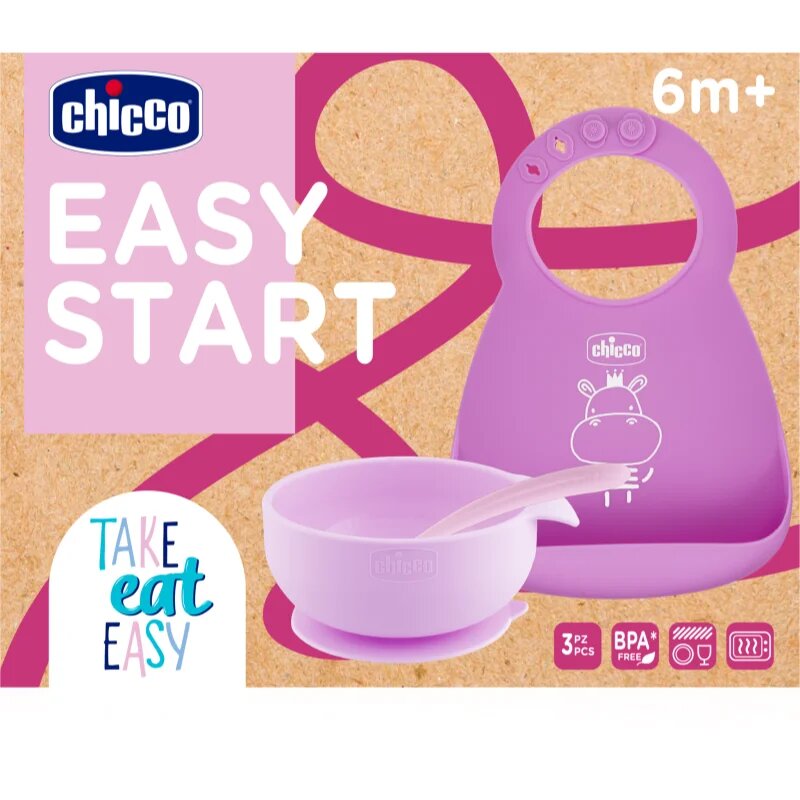 Chicco Easy Start 6m+ jedilni set za otroke Pink