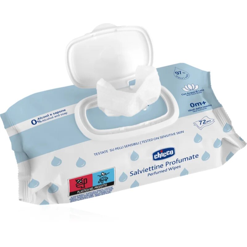 Chicco Perfumed Wipes 0m+ vlažni robčki za otroke rahlo odišavljen 72 kos