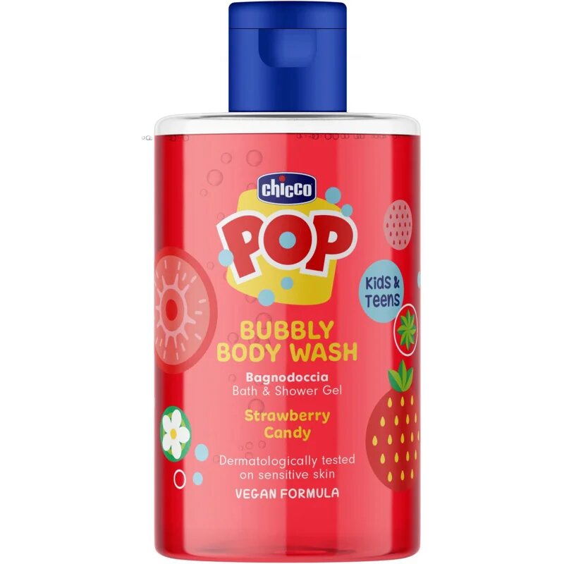 Chicco Pop Bubbly Body Wash gel za prhanje in kopanje za otroke Strawberry Candy 300 ml