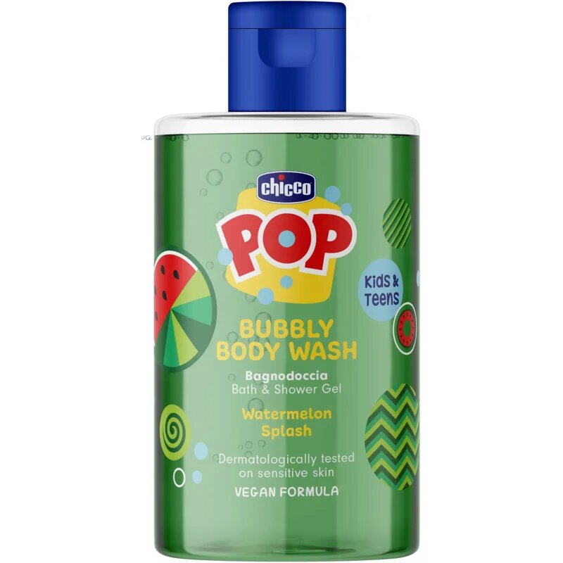 Chicco Pop Bubbly Body Wash gel za prhanje in kopanje za otroke Watermelon Splash 300 ml