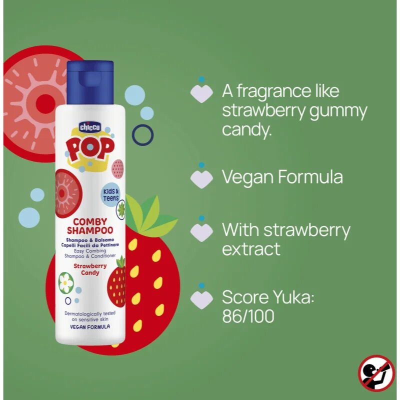 Chicco Pop Comby Shampoo & Conditioner šampon in balzam Strawberry 250 ml
