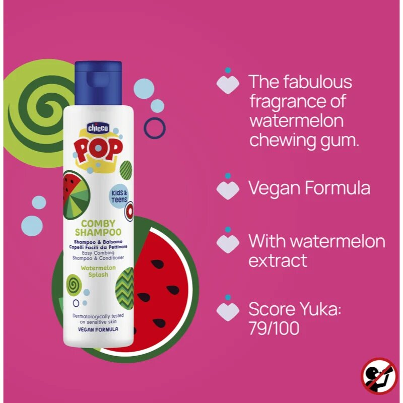 Chicco Pop Comby Shampoo & Conditioner šampon in balzam Watermelon 250 ml