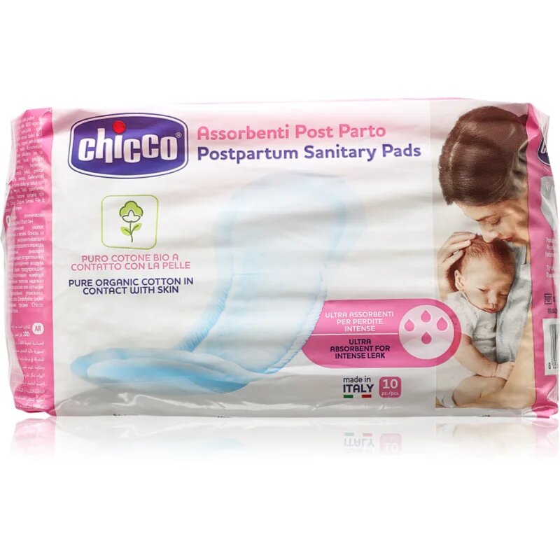 Chicco Postpartum Sanitary Pads 100% Pure Organic Cotton poporodni vložki 10 kos