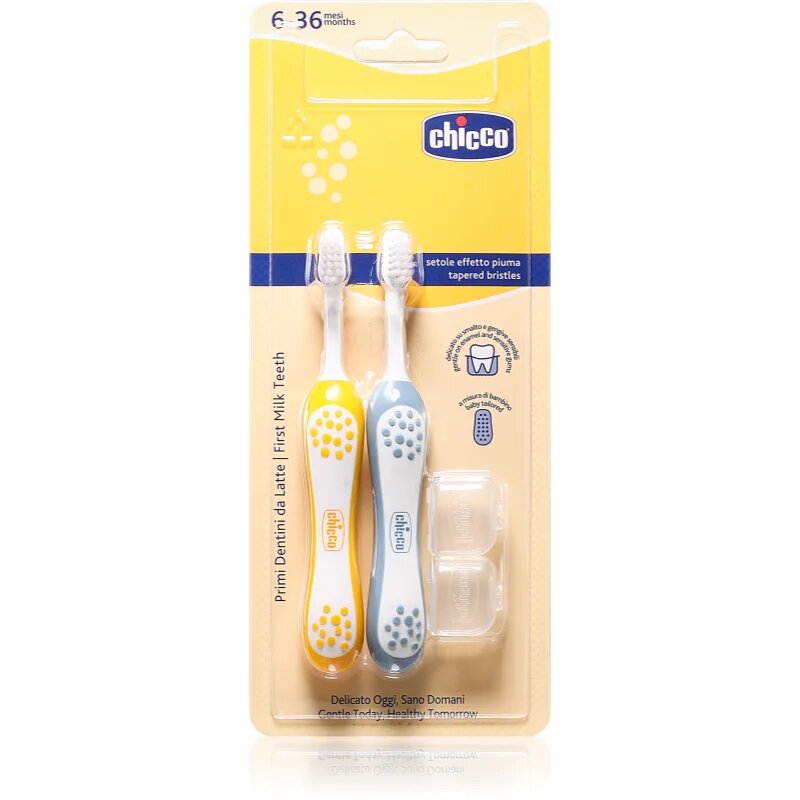 Chicco Toothbrush Set 6-36m zobna ščetka za otroke Indigo-Mustard