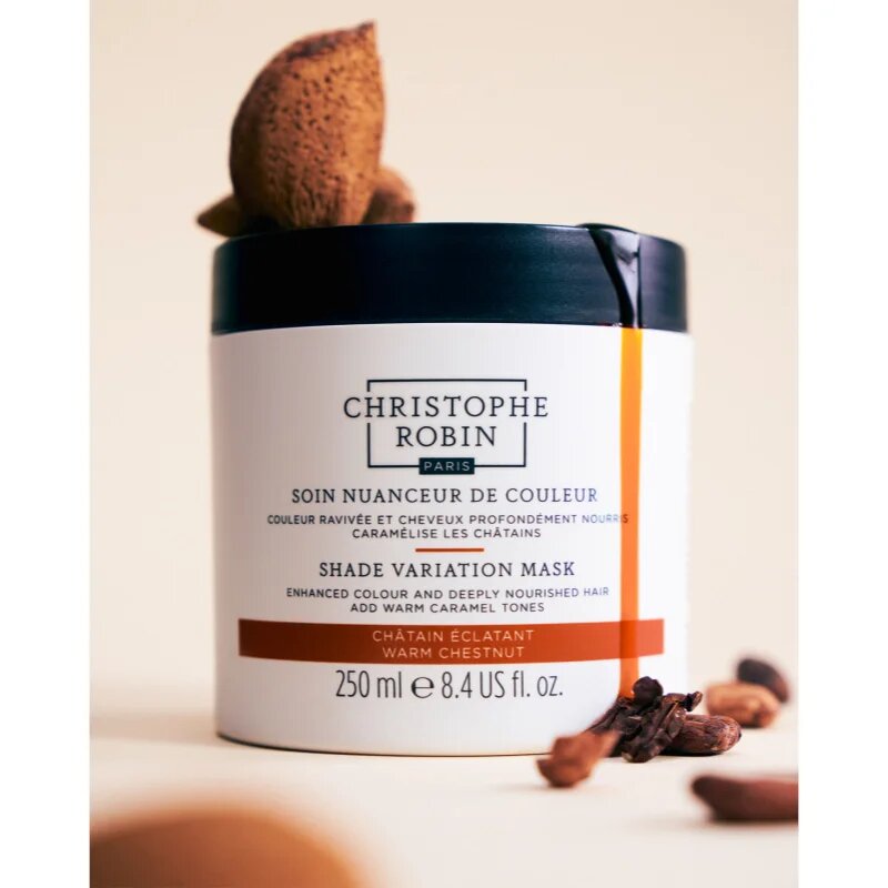 Christophe Robin Shade Variation Mask hranilna kremasta maska za lase odtenek Warm Chesnut 250 ml