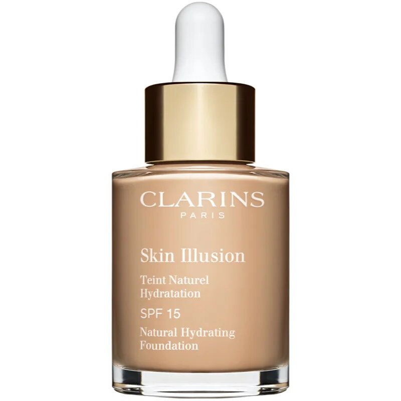 Clarins Skin Illusion Natural Hydrating Foundation posvetlitveni vlažilni tekoči puder SPF 15 odtenek 108.3N Organza 30 ml