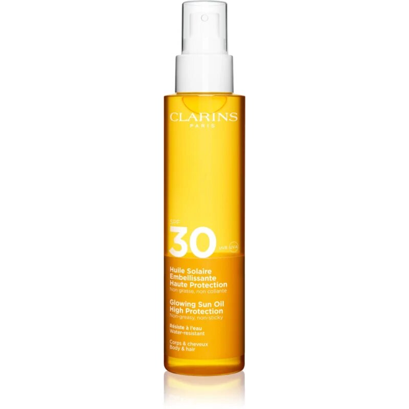 Clarins Sun Care Glowing Oil suho olje za lase in telo SPF 30 150 ml