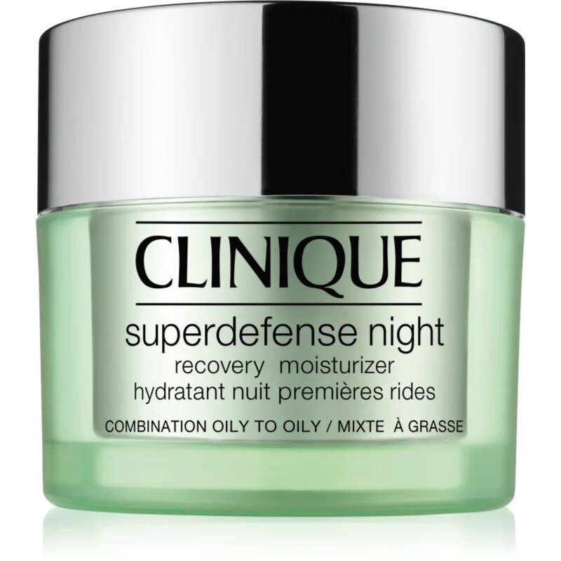 Clinique Superdefense™ Night Recovery Moisturizer vlažilna nočna krema proti gubam za mastno in mešano kožo 50 ml