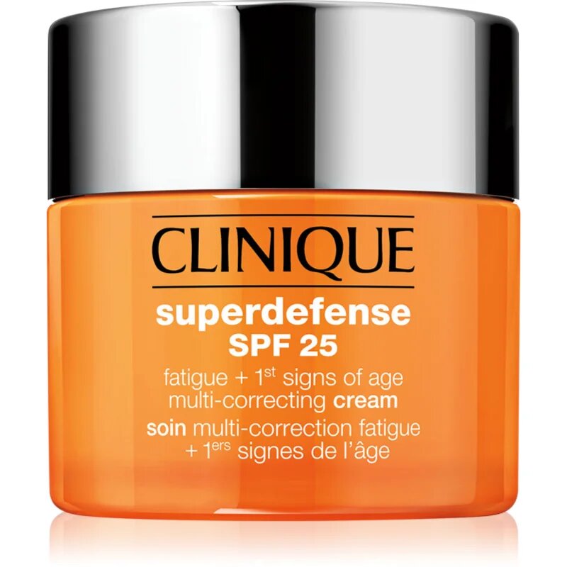 Clinique Superdefense™ SPF 25 Fatigue + 1st Signs Of Age Multi-Correcting Cream krema proti prvim znakom staranja za suho in mešano kožo SPF 25 50 ml