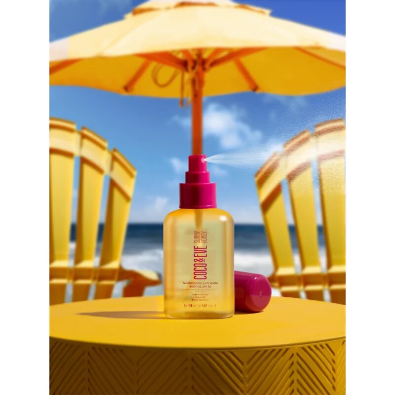 Coco & Eve Sunny Honey Tan Boosting Anti-Aging Body Oil SPF 30 zaščitno olje za pospešitev porjavelosti proti staranju kože SPF 30 150 ml