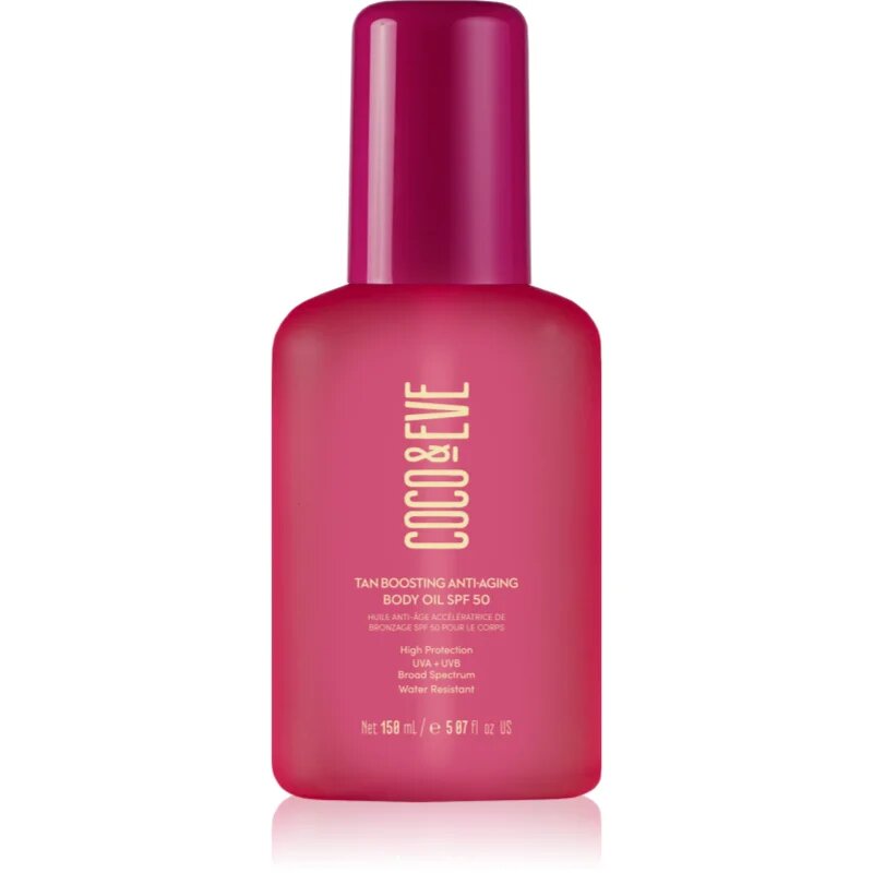 Coco & Eve Sunny Honey Tan Boosting Anti-Aging Body Oil SPF 50 zaščitno olje za pospešitev porjavelosti proti staranju kože SPF 50 150 ml