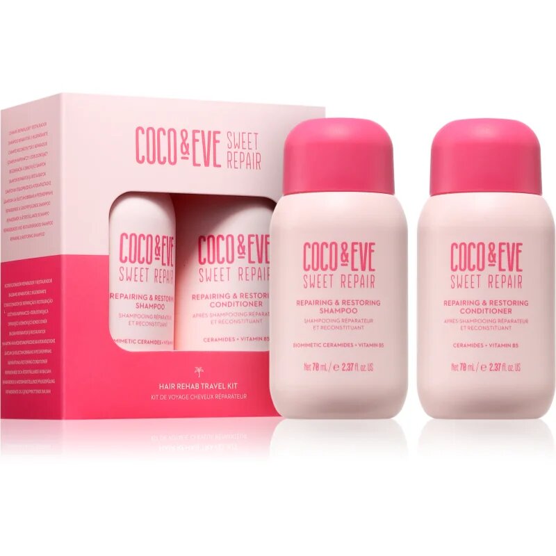 Coco & Eve Sweet Repair Hair Rehab Travel Kit Potovalni set za poškodovane in barvane lase 2x70 ml