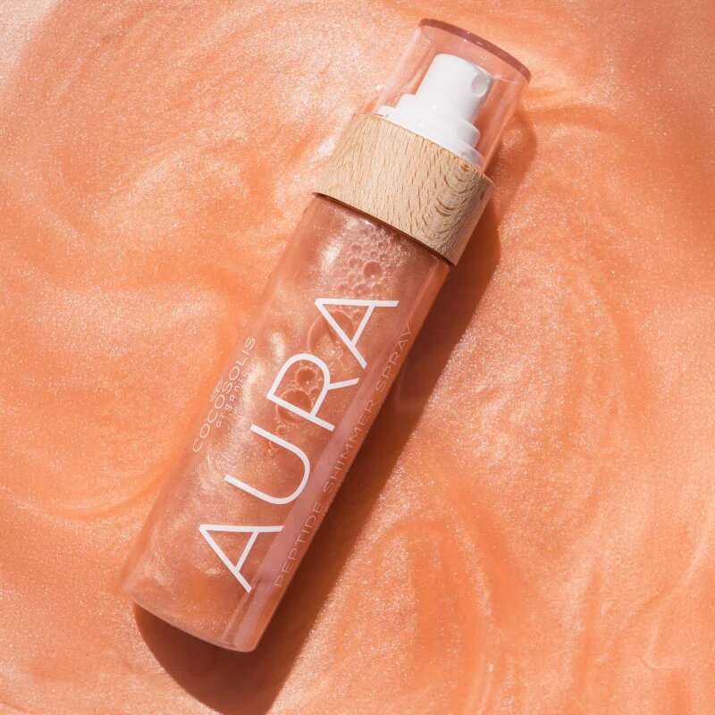 COCOSOLIS Peptide Shimmer Spray NUDE vlažilno pršilo s posvetlitvenim učinkom z vonjem Raspberry 100 ml