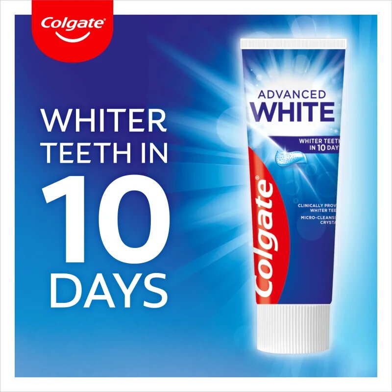 Colgate Advanced White belilna zobna pasta proti madežem na zobni sklenini 75 ml