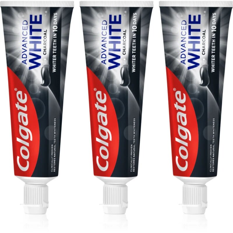 Colgate Advanced White Charcoal belilna zobna pasta z aktivnim ogljem 3x75 ml
