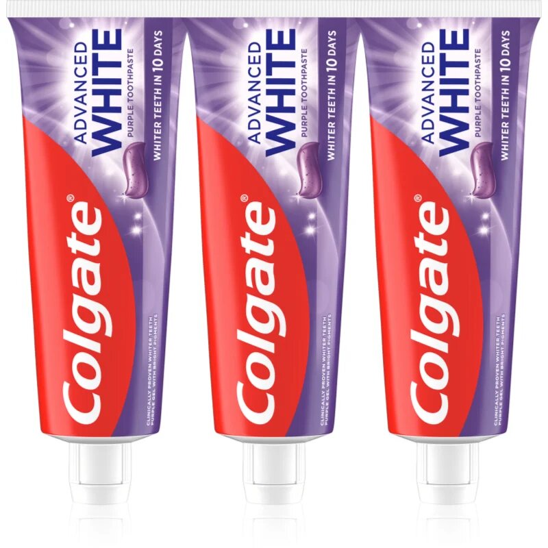 Colgate Advanced White Purple White zobna pasta za beljenje zob 3x75 kos