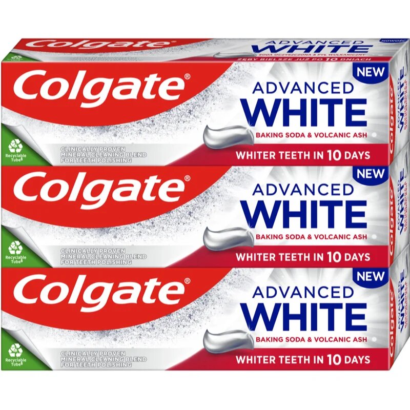 Colgate Advanced White Volcanic Ash and Baking Soda naravna zobna pasta 3x75 ml