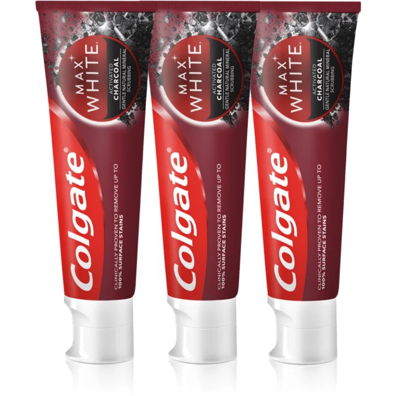 Colgate Max White Charcoal zobna pasta za beljenje zob 3 x 75 ml
