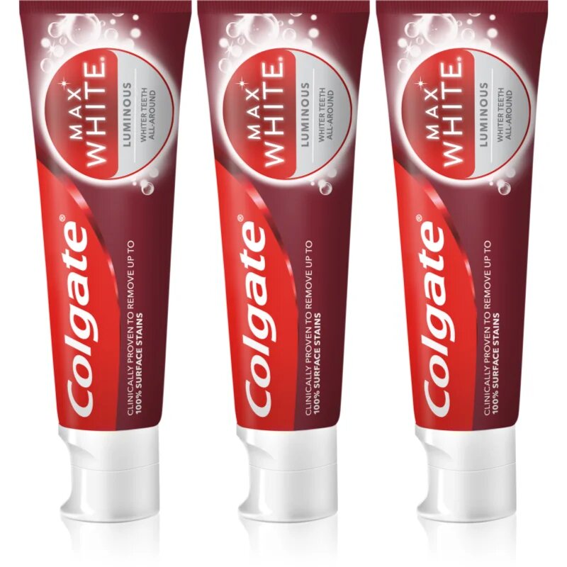 Colgate Max White Luminous zobna pasta za sijoče bele zobe 3 x 75 ml