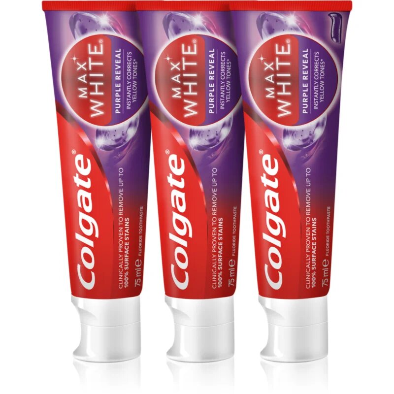 Colgate Max White Purple Reveal osvežilna zobna pasta 3x75 ml