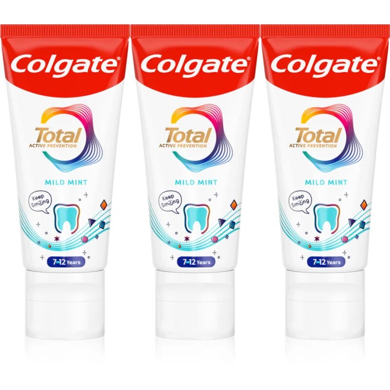 Colgate Total Junior Active Prevention Mild Mint zobna pasta za temeljito čiščenje zob in ustne votline za otroke 3x50 ml