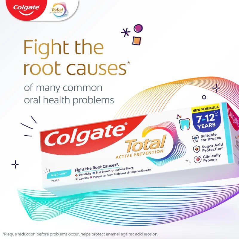 Colgate Total Junior Active Prevention Mild Mint zobna pasta za temeljito čiščenje zob in ustne votline za otroke 50 ml