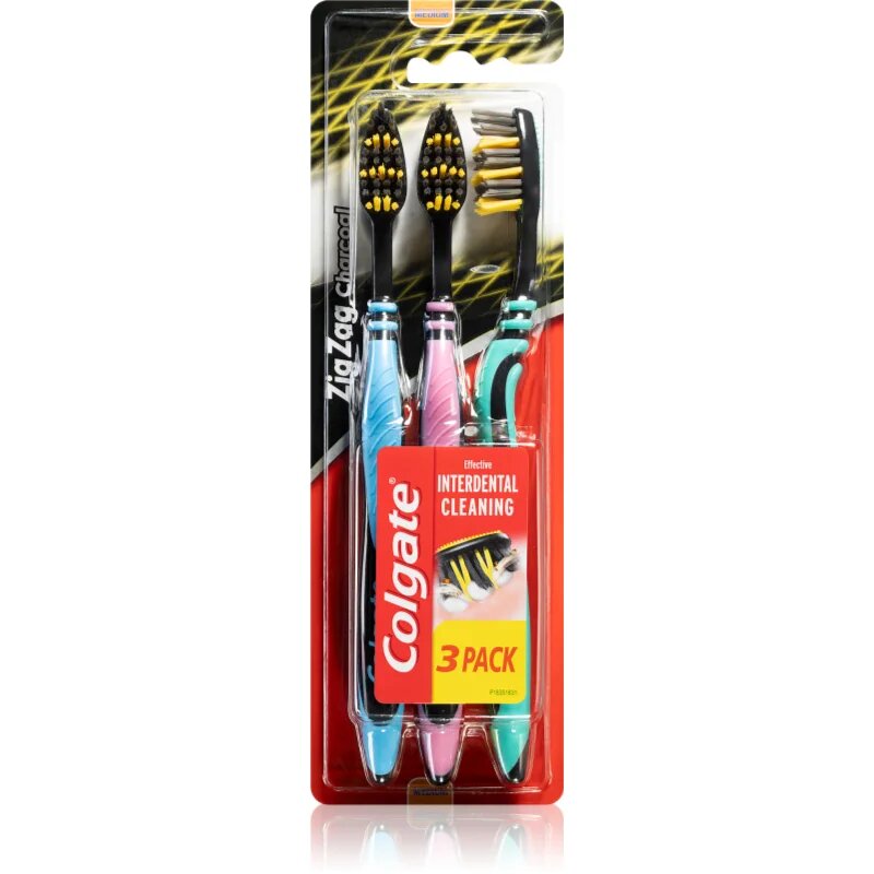 Colgate Zig Zag Charcoal zobne ščetke medium 3 kos