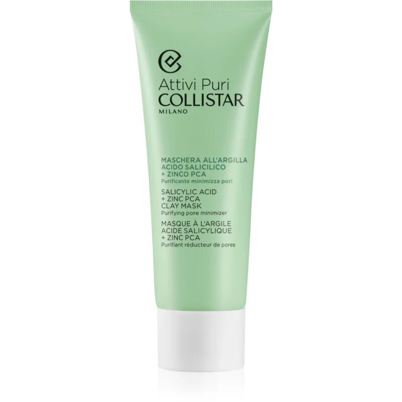 Collistar Attivi Puri Salicylic Acid + Zinc Clay Mask maska iz ilovice s hialuronsko kislino 75 ml