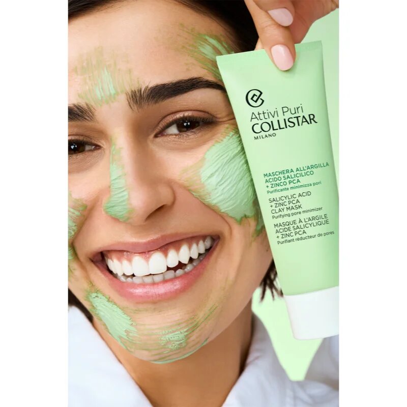 Collistar Attivi Puri Salicylic Acid + Zinc Clay Mask maska iz ilovice s hialuronsko kislino 75 ml