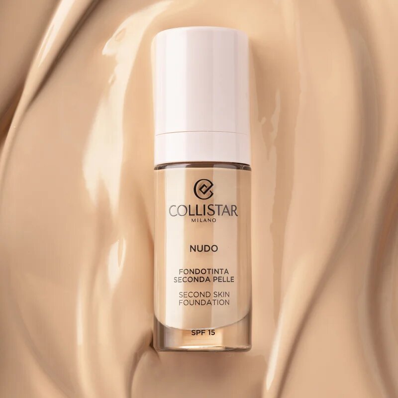 Collistar NUDO Second Skin Foundation SPF 15 posvetlitveni vlažilni tekoči puder z gladilnim učinkom odtenek 2G Beige Dorato 30 ml
