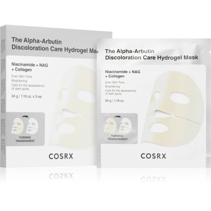 Cosrx The Alpha-Arbutin Discoloration Care hidrogelna maska za poenotenje tona kože 3x34 g