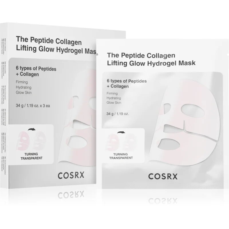 Cosrx The Peptide Collagen Lifting Glow Hydrogel Mask učvrstitvena maska za obraz z vlažilnim učinkom 3x34 g