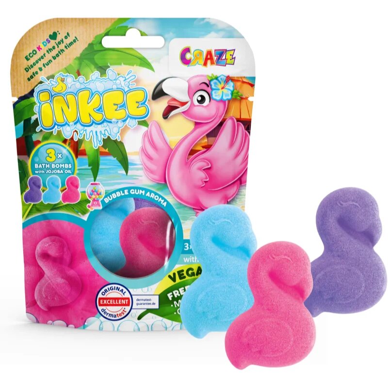 Craze INKEE Flamingo kroglica za kopel za otroke 3x55 g