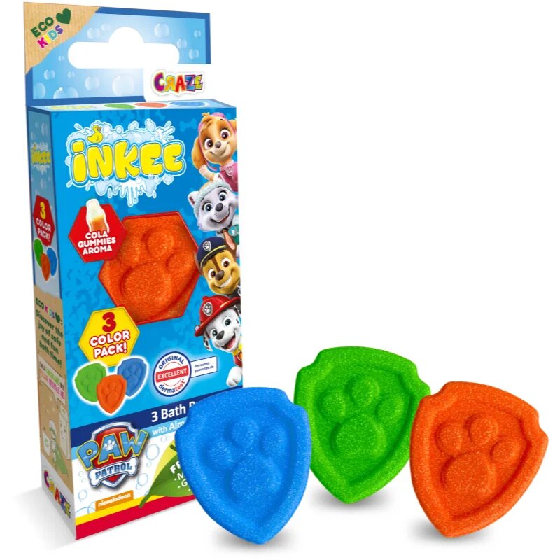 Craze INKEE Paw Patrol kroglica za kopel za otroke 3x15 g