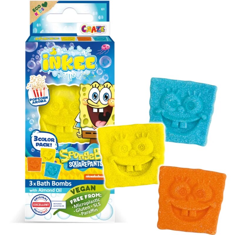Craze INKEE SpongeBob kroglica za kopel za otroke 3x15 g