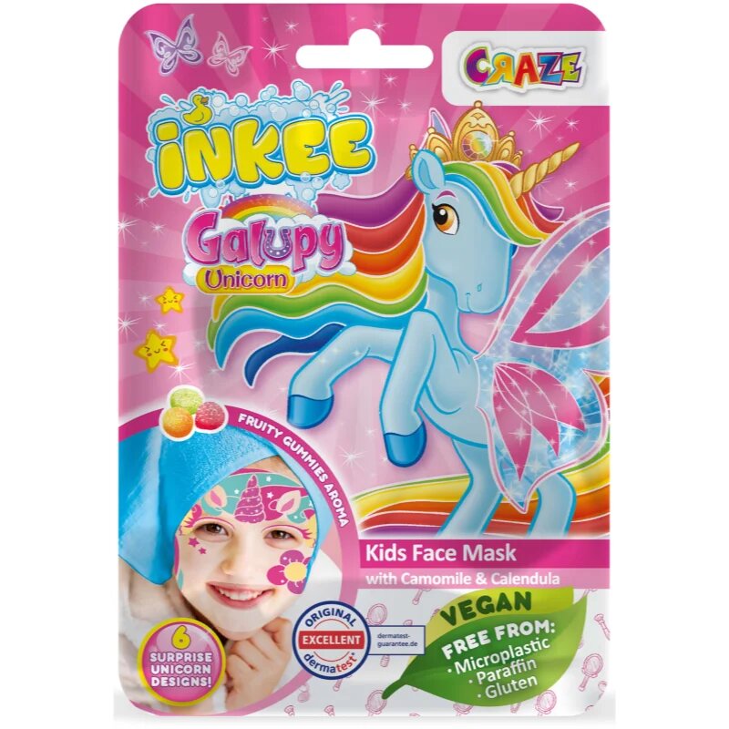 Craze INKEE Unicorn maska iz platna za otroke 5y+ 1 kos