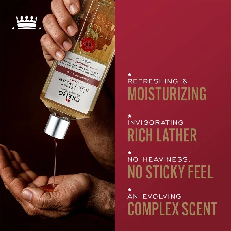 Cremo Bourbon & Oak gel za prhanje za moške 473 ml