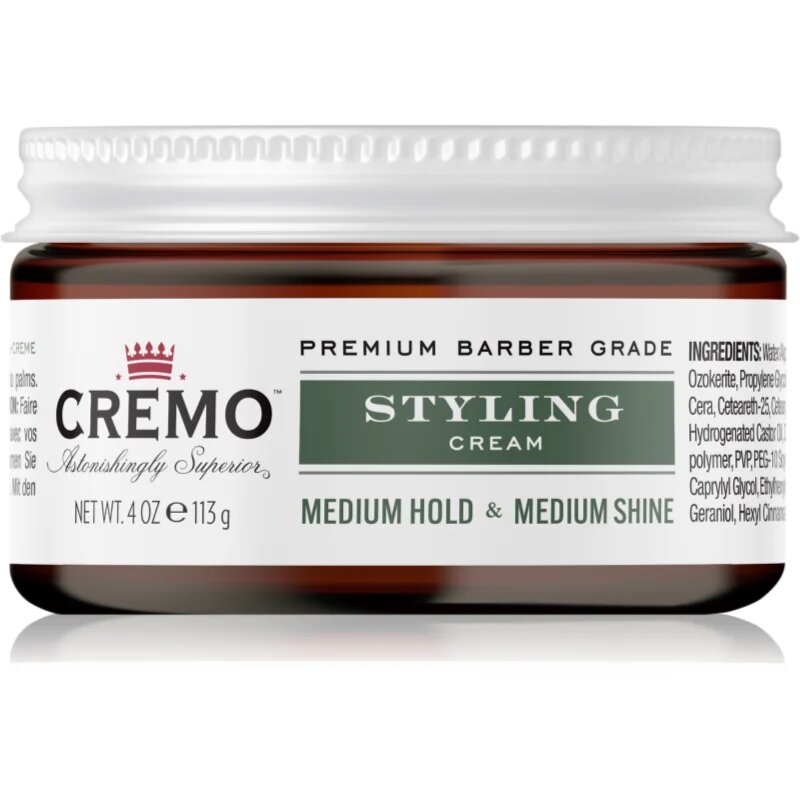 Cremo Hair Styling Cream Medium Styling vlažilna stiling krema za lase za moške 113 g