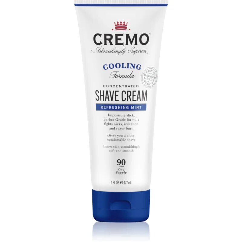 Cremo Refreshing Mint Cooling Shave Cream krema za britje v tubi za moške 177 ml