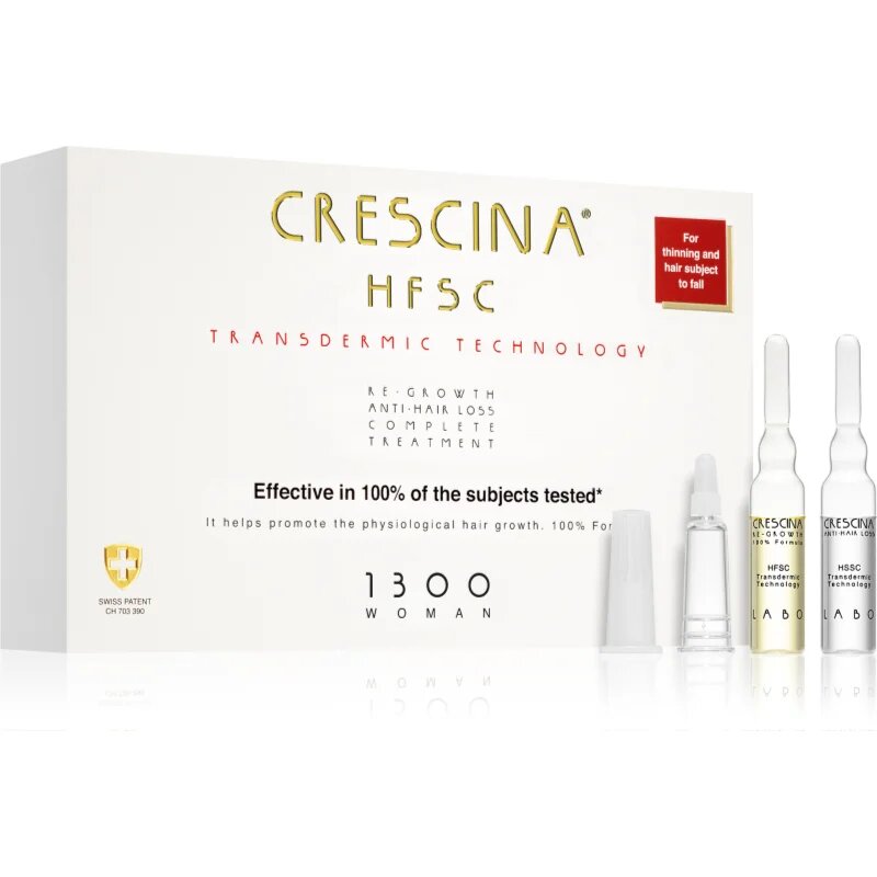 Crescina Transdermic 1300 Re-Growth and Anti-Hair Loss nega za spodbujanje rasti in proti izpadanju las za ženske 20x3.5 ml