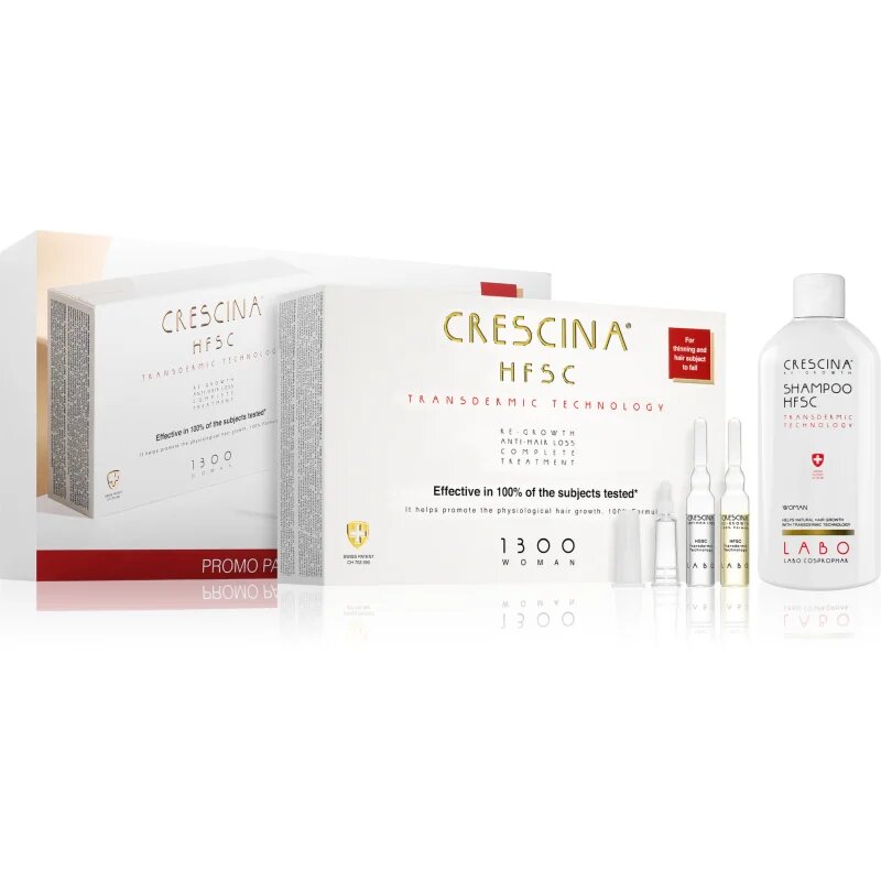 Crescina Transdermic 1300 Re-Growth and Anti-Hair Loss nega za spodbujanje rasti in proti izpadanju las za ženske ugodno pakiranje